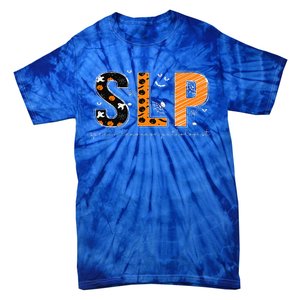 Funny SLP Halloween Costume Pumpkin Fall Skeleton Tie-Dye T-Shirt