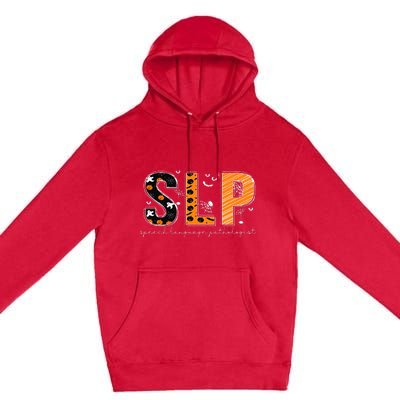 Funny SLP Halloween Costume Pumpkin Fall Skeleton Premium Pullover Hoodie