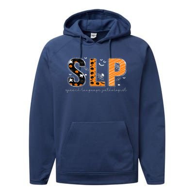 Funny SLP Halloween Costume Pumpkin Fall Skeleton Performance Fleece Hoodie