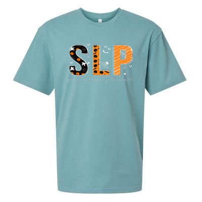 Funny SLP Halloween Costume Pumpkin Fall Skeleton Sueded Cloud Jersey T-Shirt