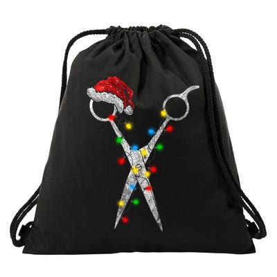 Funny Scissor Hairstylist Santa Christmas Hair Stylist Xmas Gift Drawstring Bag