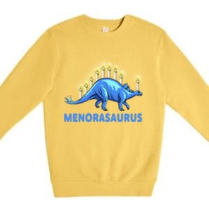 Funny Stegosaurus Hanukkah Dinosaur Menorah Dino Premium Crewneck Sweatshirt