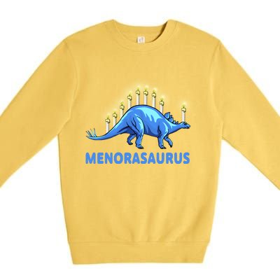 Funny Stegosaurus Hanukkah Dinosaur Menorah Dino Premium Crewneck Sweatshirt