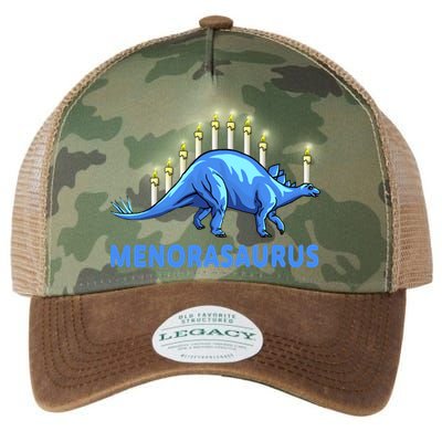 Funny Stegosaurus Hanukkah Dinosaur Menorah Dino Legacy Tie Dye Trucker Hat