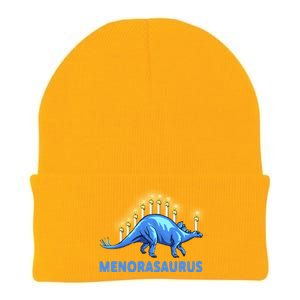 Funny Stegosaurus Hanukkah Dinosaur Menorah Dino Knit Cap Winter Beanie