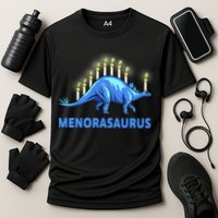 Funny Stegosaurus Hanukkah Dinosaur Menorah Dino Performance Shirt