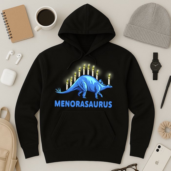 Funny Stegosaurus Hanukkah Dinosaur Menorah Dino Hoodie