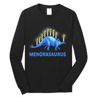 Funny Stegosaurus Hanukkah Dinosaur Menorah Dino Long Sleeve Shirt