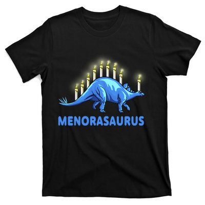 Funny Stegosaurus Hanukkah Dinosaur Menorah Dino T-Shirt