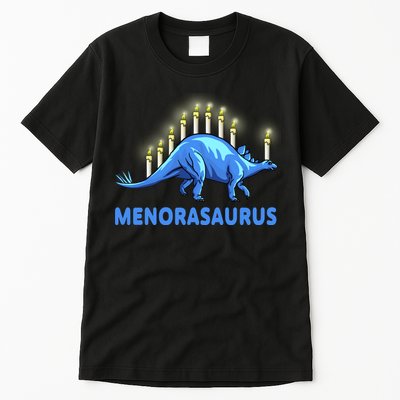 Funny Stegosaurus Hanukkah Dinosaur Menorah Dino Tall T-Shirt