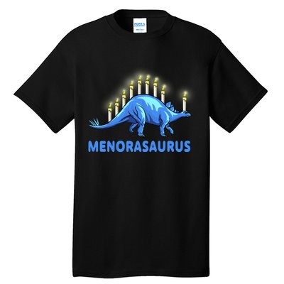 Funny Stegosaurus Hanukkah Dinosaur Menorah Dino Tall T-Shirt