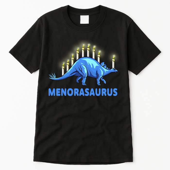 Funny Stegosaurus Hanukkah Dinosaur Menorah Dino Tall T-Shirt
