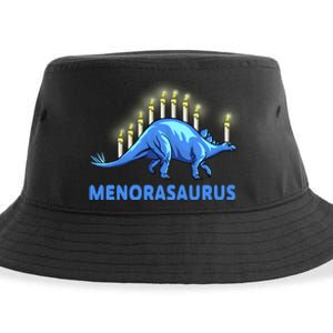 Funny Stegosaurus Hanukkah Dinosaur Menorah Dino Sustainable Bucket Hat