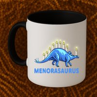 Funny Stegosaurus Hanukkah Dinosaur Menorah Dino Mug