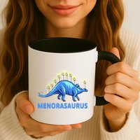 Funny Stegosaurus Hanukkah Dinosaur Menorah Dino Mug