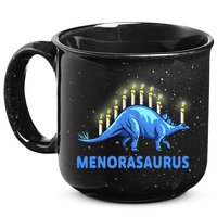 Funny Stegosaurus Hanukkah Dinosaur Menorah Dino 15oz Campfire Ceramic Mug