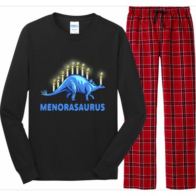 Funny Stegosaurus Hanukkah Dinosaur Menorah Dino Long Sleeve Pajama Set