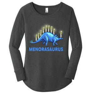 Funny Stegosaurus Hanukkah Dinosaur Menorah Dino Women's Perfect Tri Tunic Long Sleeve Shirt