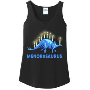 Funny Stegosaurus Hanukkah Dinosaur Menorah Dino Ladies Essential Tank