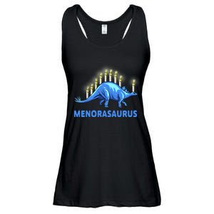 Funny Stegosaurus Hanukkah Dinosaur Menorah Dino Ladies Essential Flowy Tank