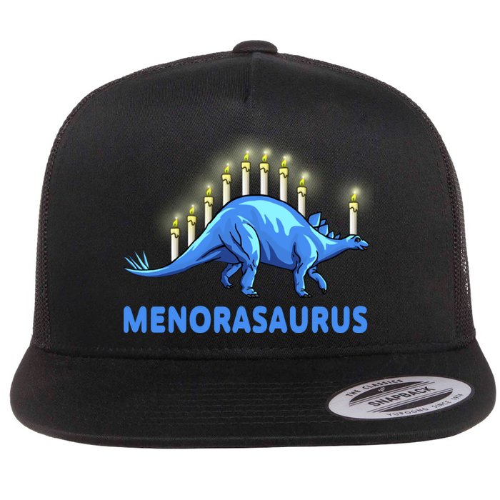 Funny Stegosaurus Hanukkah Dinosaur Menorah Dino Flat Bill Trucker Hat