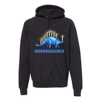 Funny Stegosaurus Hanukkah Dinosaur Menorah Dino Premium Hoodie