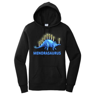 Funny Stegosaurus Hanukkah Dinosaur Menorah Dino Women's Pullover Hoodie