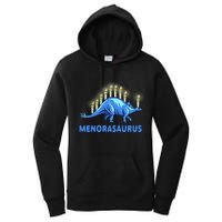 Funny Stegosaurus Hanukkah Dinosaur Menorah Dino Women's Pullover Hoodie