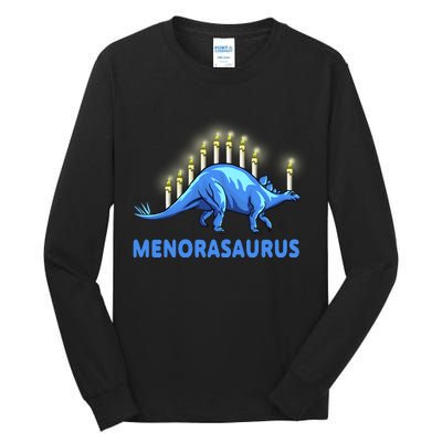 Funny Stegosaurus Hanukkah Dinosaur Menorah Dino Tall Long Sleeve T-Shirt