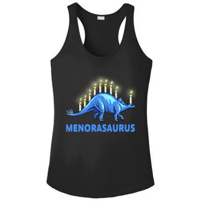 Funny Stegosaurus Hanukkah Dinosaur Menorah Dino Ladies PosiCharge Competitor Racerback Tank