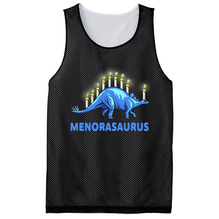 Funny Stegosaurus Hanukkah Dinosaur Menorah Dino Mesh Reversible Basketball Jersey Tank