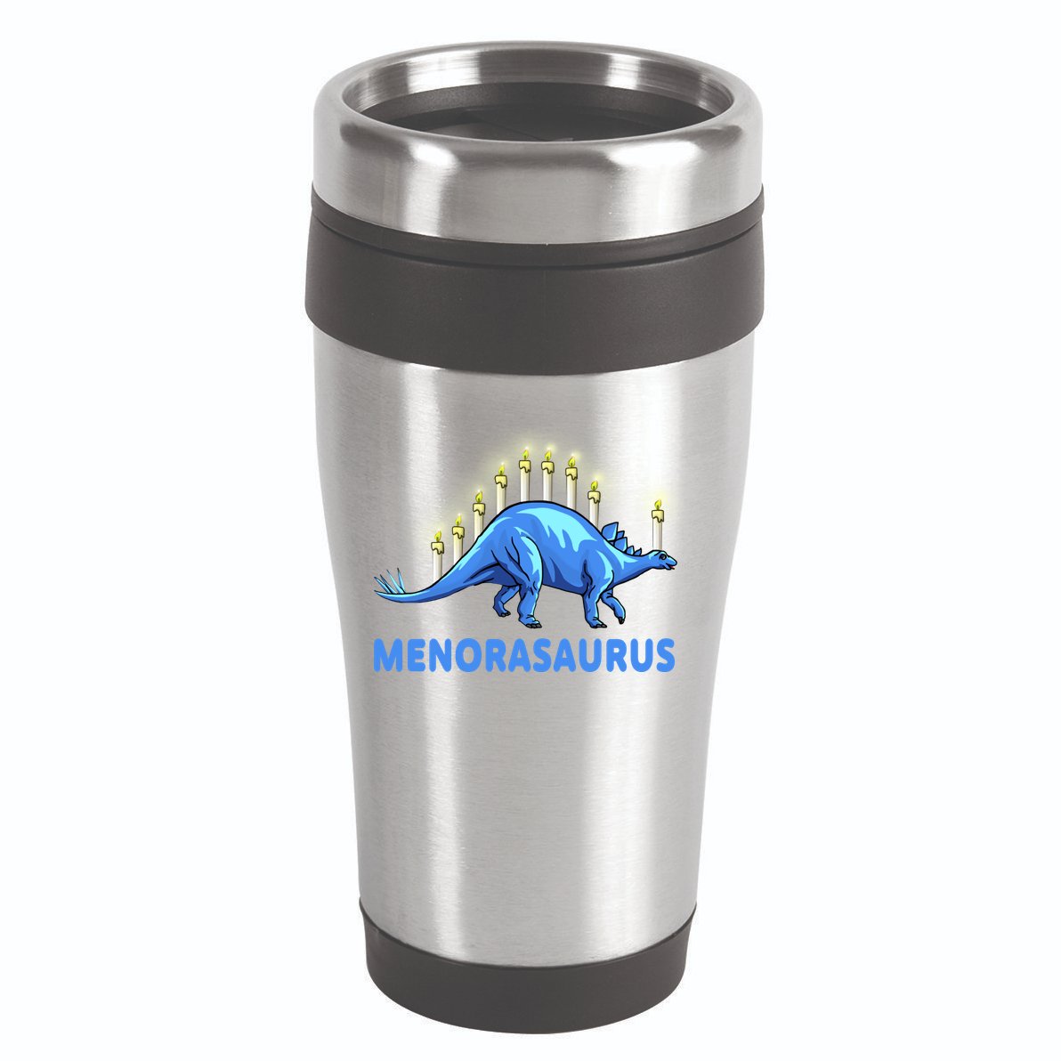 Funny Stegosaurus Hanukkah Dinosaur Menorah Dino 16oz Travel Tumbler