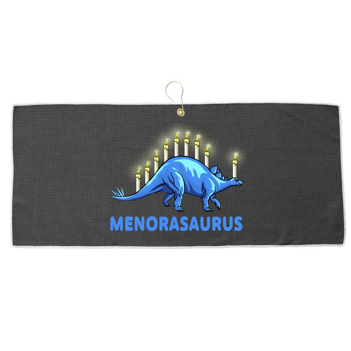 Funny Stegosaurus Hanukkah Dinosaur Menorah Dino Large Microfiber Waffle Golf Towel