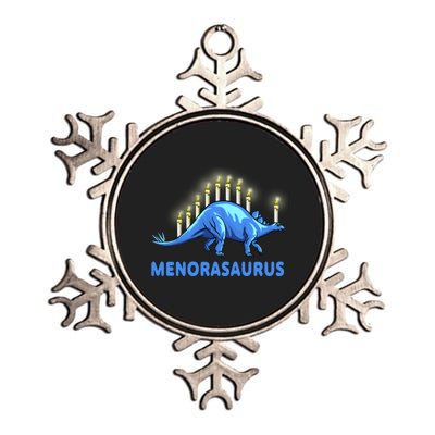 Funny Stegosaurus Hanukkah Dinosaur Menorah Dino Metallic Star Ornament