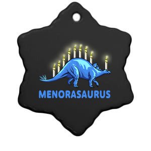 Funny Stegosaurus Hanukkah Dinosaur Menorah Dino Ceramic Star Ornament