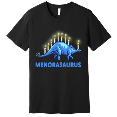 Funny Stegosaurus Hanukkah Dinosaur Menorah Dino Premium T-Shirt