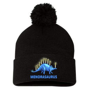 Funny Stegosaurus Hanukkah Dinosaur Menorah Dino Pom Pom 12in Knit Beanie