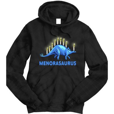 Funny Stegosaurus Hanukkah Dinosaur Menorah Dino Tie Dye Hoodie