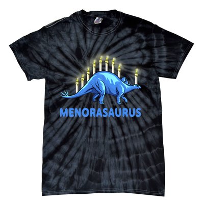 Funny Stegosaurus Hanukkah Dinosaur Menorah Dino Tie-Dye T-Shirt