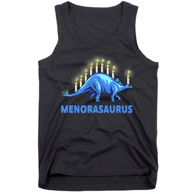 Funny Stegosaurus Hanukkah Dinosaur Menorah Dino Tank Top