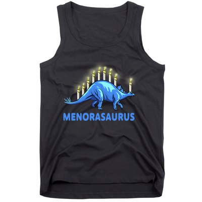 Funny Stegosaurus Hanukkah Dinosaur Menorah Dino Tank Top