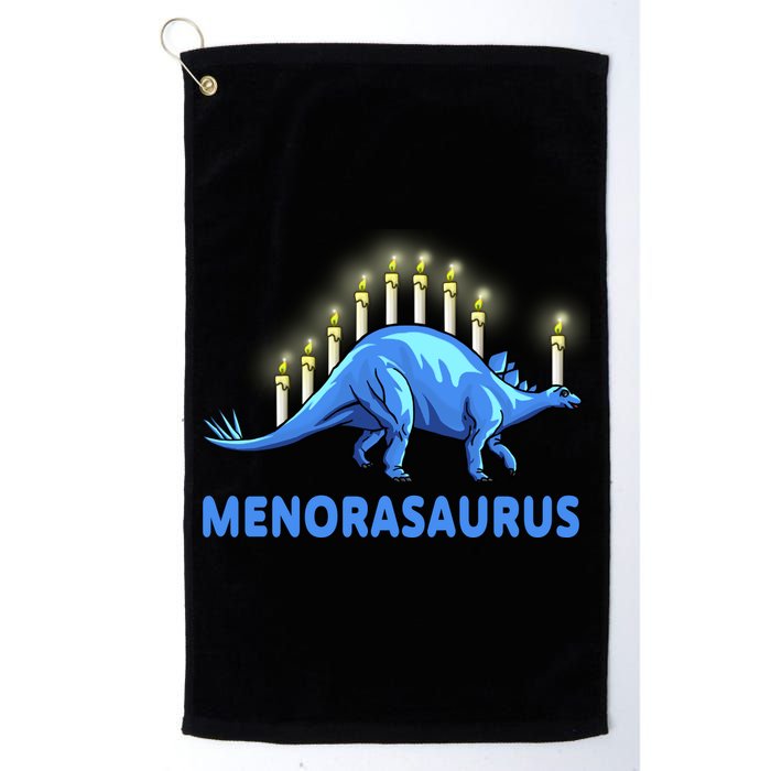 Funny Stegosaurus Hanukkah Dinosaur Menorah Dino Golf Towel