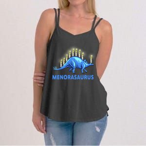 Funny Stegosaurus Hanukkah Dinosaur Menorah Dino Women's Strappy Tank