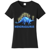 Funny Stegosaurus Hanukkah Dinosaur Menorah Dino Women's T-Shirt