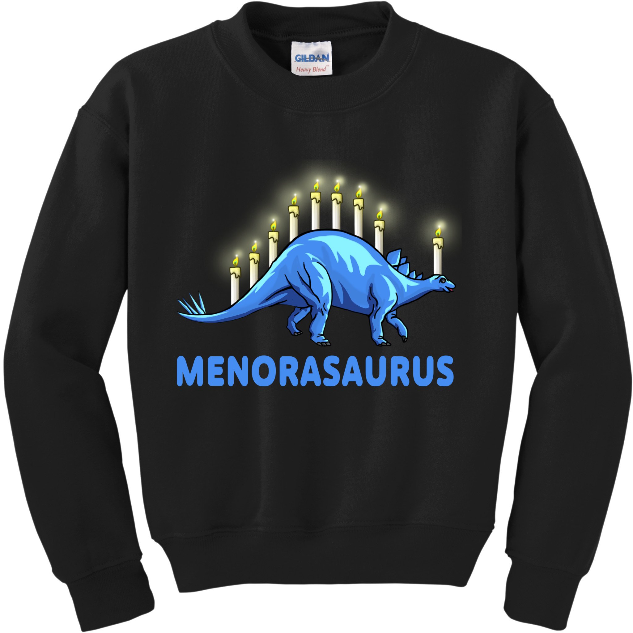 Funny Stegosaurus Hanukkah Dinosaur Menorah Dino Kids Sweatshirt