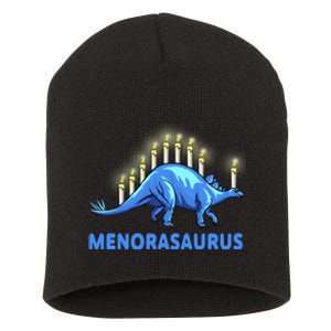 Funny Stegosaurus Hanukkah Dinosaur Menorah Dino Short Acrylic Beanie