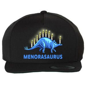 Funny Stegosaurus Hanukkah Dinosaur Menorah Dino Wool Snapback Cap