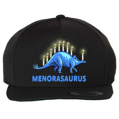 Funny Stegosaurus Hanukkah Dinosaur Menorah Dino Wool Snapback Cap