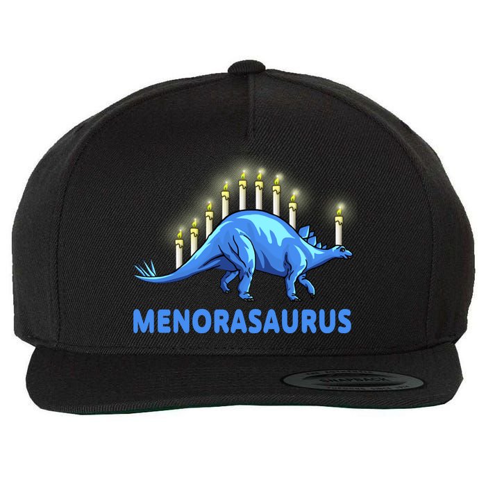 Funny Stegosaurus Hanukkah Dinosaur Menorah Dino Wool Snapback Cap