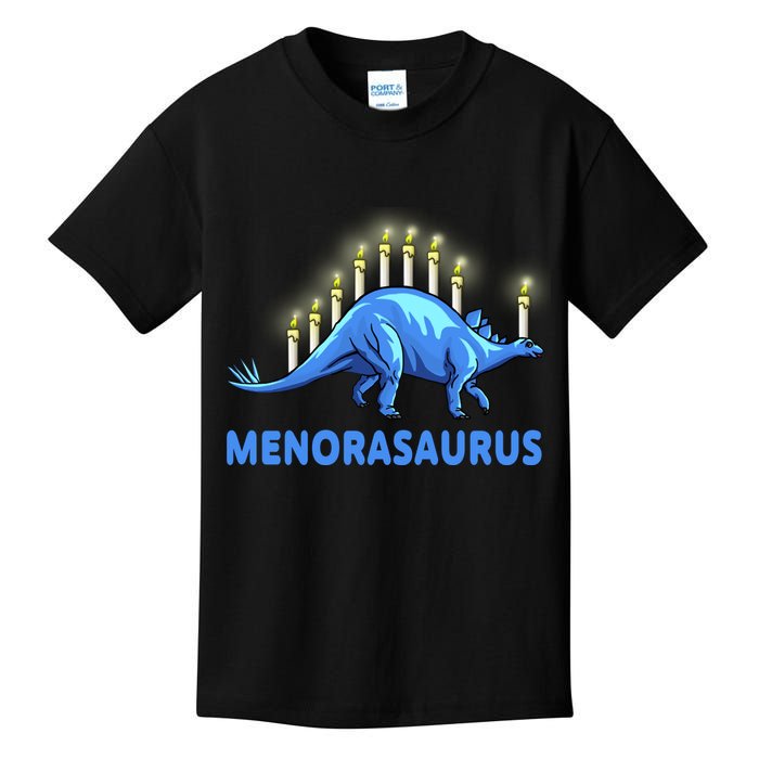 Funny Stegosaurus Hanukkah Dinosaur Menorah Dino Kids T-Shirt